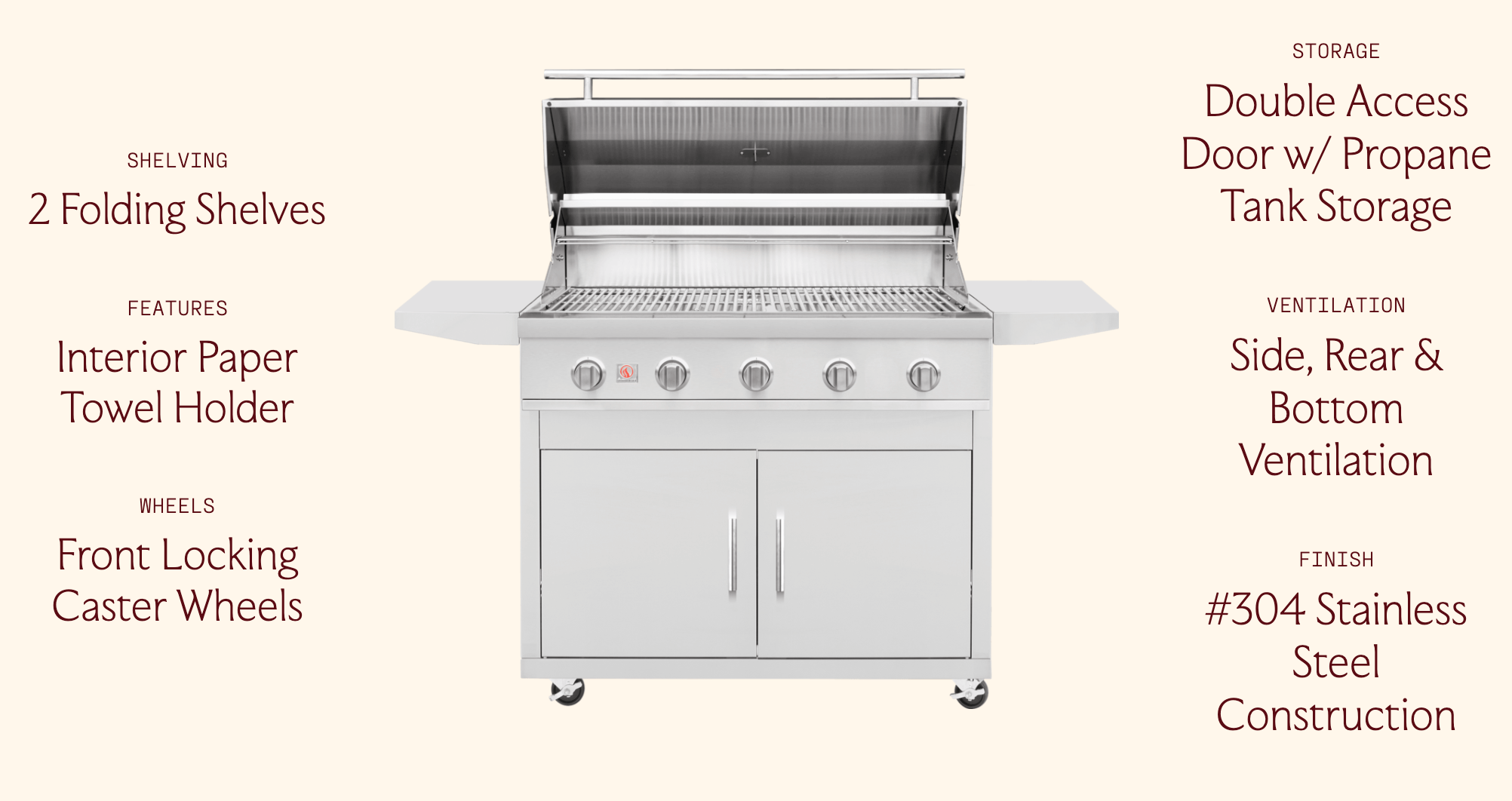 SUMMERSET™ Cart for 40″ Sizzler/Sizzler Pro Grill