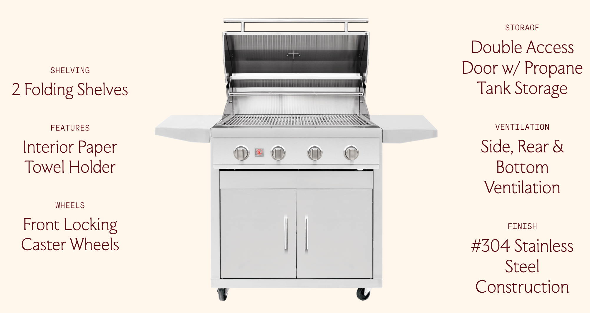 SUMMERSET™ Cart for 32″ Sizzler/Sizzler Pro Grill