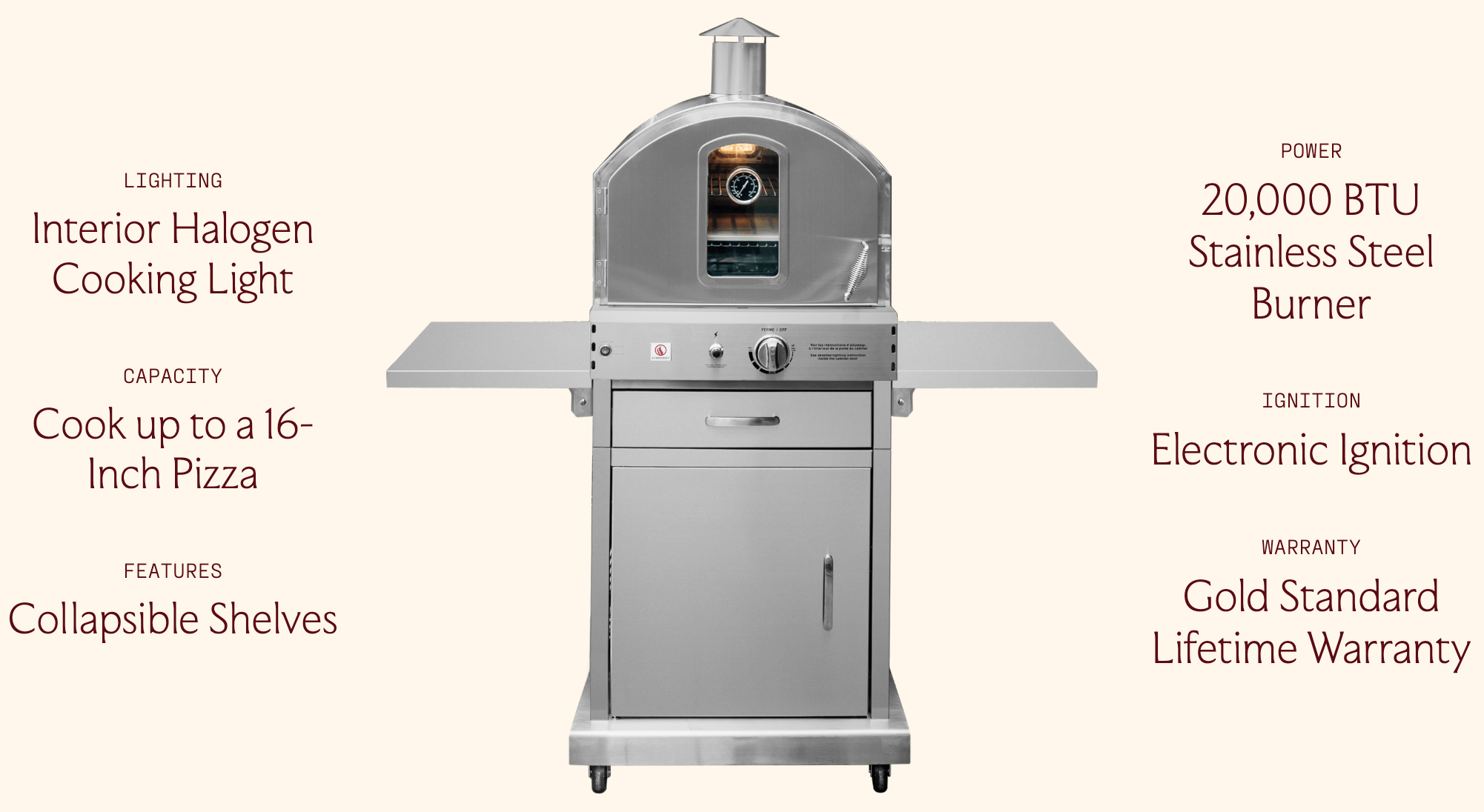 SUMMERSET™ Outdoor Freestanding Gas Pizza Oven [NG or LP]